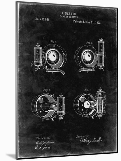 PP707-Black Grunge Asbury Frictionless Camera Shutter Patent Poster-Cole Borders-Mounted Giclee Print