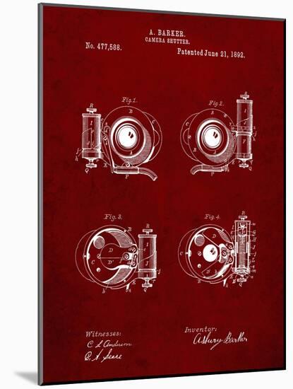 PP707-Burgundy Asbury Frictionless Camera Shutter Patent Poster-Cole Borders-Mounted Giclee Print