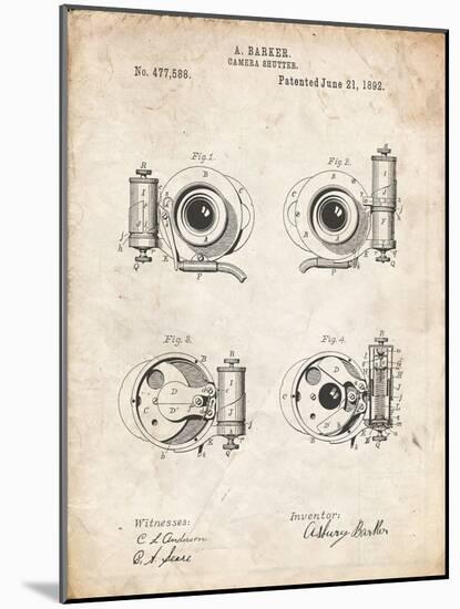 PP707-Vintage Parchment Asbury Frictionless Camera Shutter Patent Poster-Cole Borders-Mounted Giclee Print