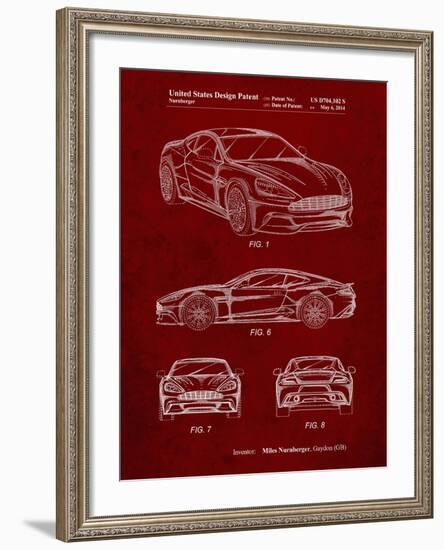 PP708-Burgundy Aston Martin D89 Carbon Edition Patent Poster-Cole Borders-Framed Giclee Print