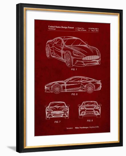 PP708-Burgundy Aston Martin D89 Carbon Edition Patent Poster-Cole Borders-Framed Giclee Print