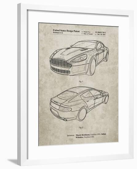 PP709-Sandstone Aston Martin DBS Volante Patent Poster-Cole Borders-Framed Giclee Print