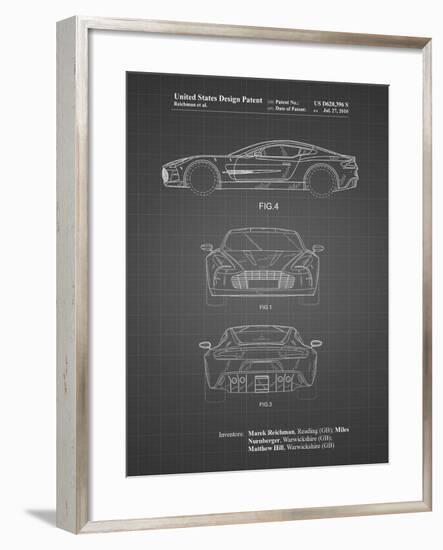 PP711-Black Grid Aston Martin One-77 Patent Poster-Cole Borders-Framed Giclee Print