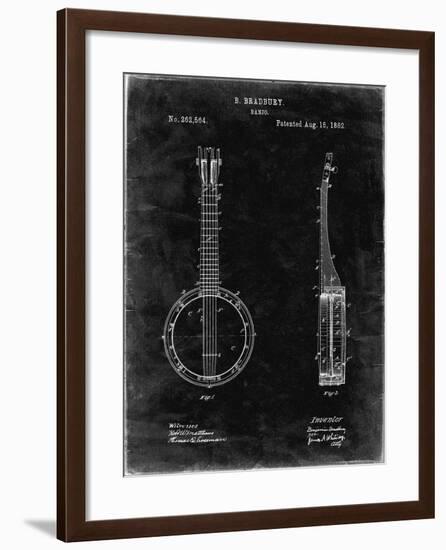 PP715-Black Grunge Banjo Mandolin Patent Poster-Cole Borders-Framed Giclee Print