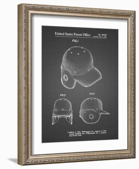 PP716-Black Grid Baseball Helmet Patent Poster-Cole Borders-Framed Giclee Print