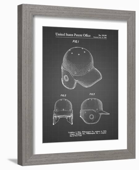 PP716-Black Grid Baseball Helmet Patent Poster-Cole Borders-Framed Giclee Print