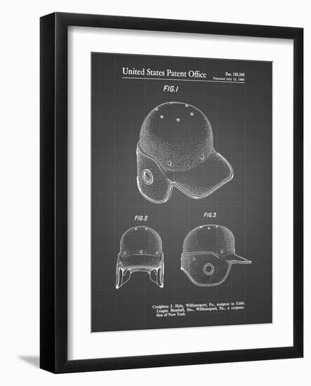 PP716-Black Grid Baseball Helmet Patent Poster-Cole Borders-Framed Giclee Print