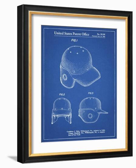 PP716-Blueprint Baseball Helmet Patent Poster-Cole Borders-Framed Giclee Print