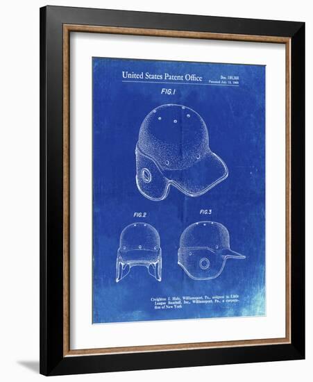 PP716-Faded Blueprint Baseball Helmet Patent Poster-Cole Borders-Framed Giclee Print