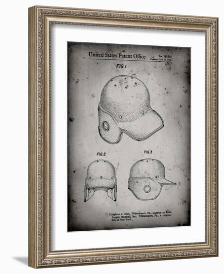 PP716-Faded Grey Baseball Helmet Patent Poster-Cole Borders-Framed Giclee Print