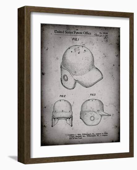 PP716-Faded Grey Baseball Helmet Patent Poster-Cole Borders-Framed Giclee Print