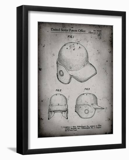 PP716-Faded Grey Baseball Helmet Patent Poster-Cole Borders-Framed Giclee Print