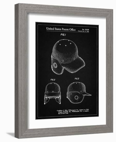 PP716-Vintage Black Baseball Helmet Patent Poster-Cole Borders-Framed Giclee Print