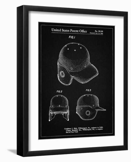 PP716-Vintage Black Baseball Helmet Patent Poster-Cole Borders-Framed Giclee Print