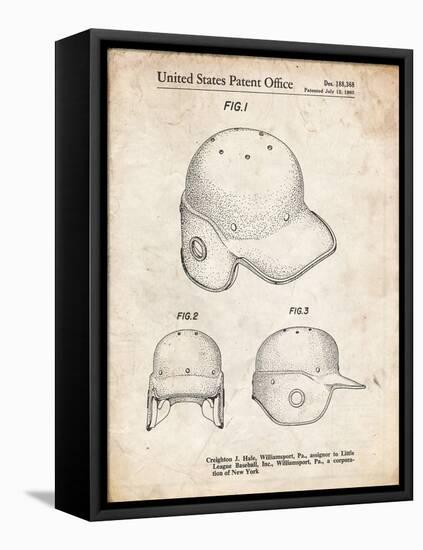 PP716-Vintage Parchment Baseball Helmet Patent Poster-Cole Borders-Framed Premier Image Canvas