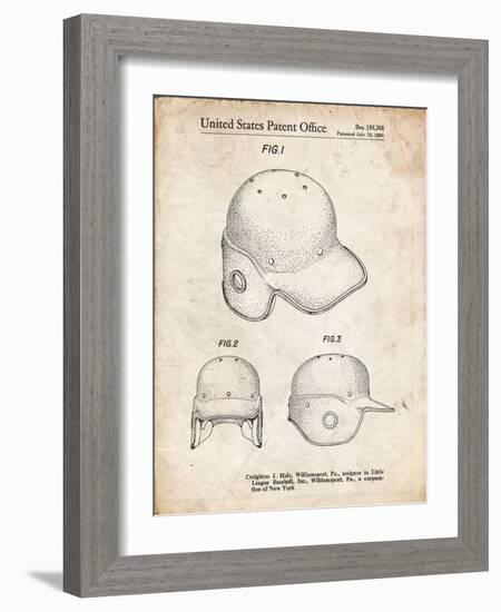 PP716-Vintage Parchment Baseball Helmet Patent Poster-Cole Borders-Framed Giclee Print