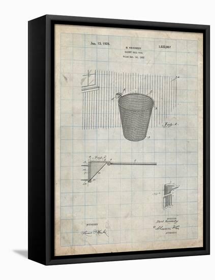 PP717-Antique Grid Parchment Basketball Goal Patent Poster-Cole Borders-Framed Premier Image Canvas