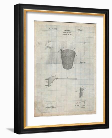 PP717-Antique Grid Parchment Basketball Goal Patent Poster-Cole Borders-Framed Giclee Print