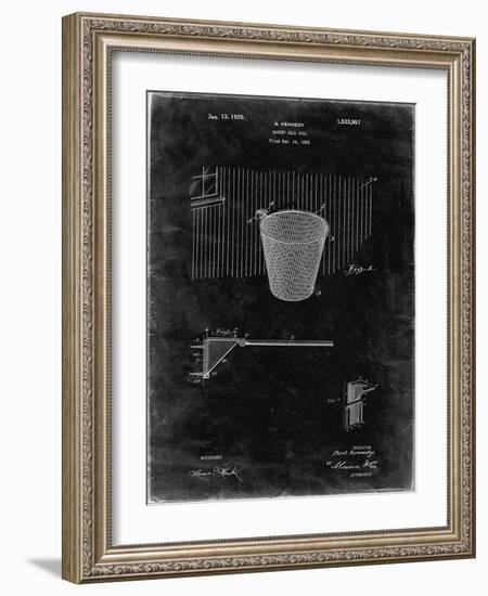 PP717-Black Grunge Basketball Goal Patent Poster-Cole Borders-Framed Giclee Print