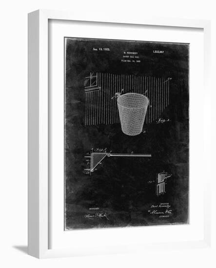 PP717-Black Grunge Basketball Goal Patent Poster-Cole Borders-Framed Giclee Print