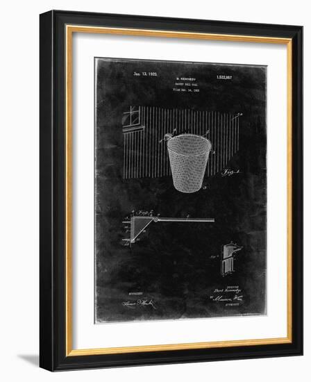 PP717-Black Grunge Basketball Goal Patent Poster-Cole Borders-Framed Giclee Print