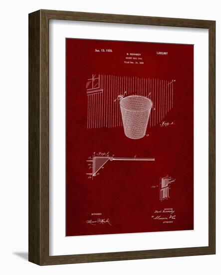 PP717-Burgundy Basketball Goal Patent Poster-Cole Borders-Framed Giclee Print