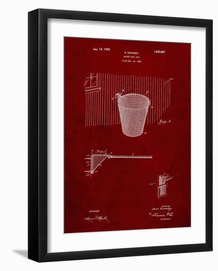 PP717-Burgundy Basketball Goal Patent Poster-Cole Borders-Framed Giclee Print