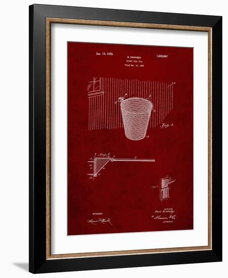 PP717-Burgundy Basketball Goal Patent Poster-Cole Borders-Framed Giclee Print