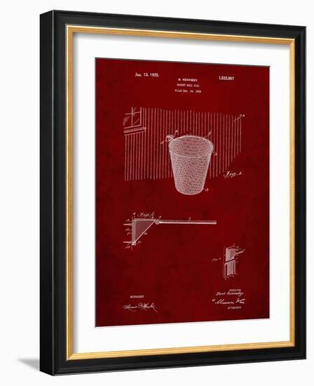 PP717-Burgundy Basketball Goal Patent Poster-Cole Borders-Framed Giclee Print