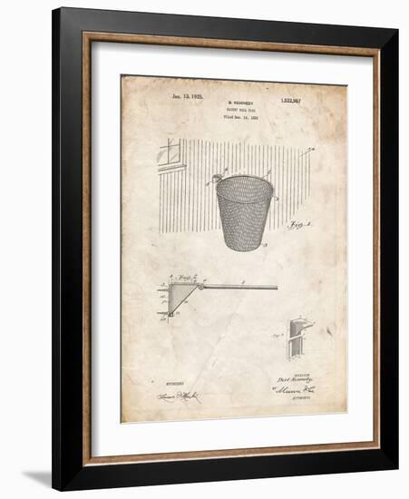 PP717-Vintage Parchment Basketball Goal Patent Poster-Cole Borders-Framed Giclee Print