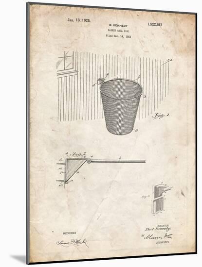 PP717-Vintage Parchment Basketball Goal Patent Poster-Cole Borders-Mounted Giclee Print