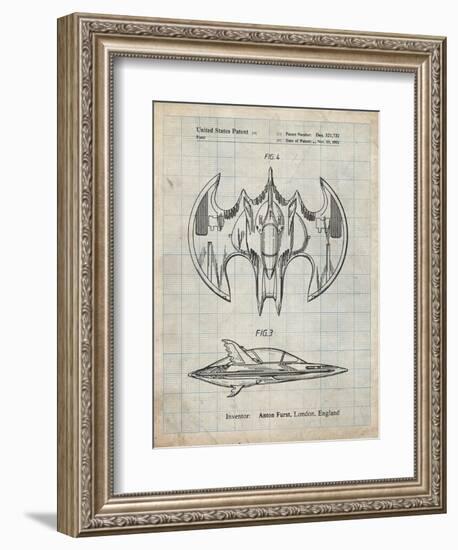 PP719-Antique Grid Parchment Batman Batwing Poster-Cole Borders-Framed Giclee Print