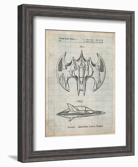 PP719-Antique Grid Parchment Batman Batwing Poster-Cole Borders-Framed Giclee Print