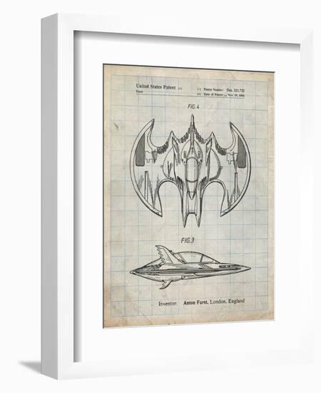 PP719-Antique Grid Parchment Batman Batwing Poster-Cole Borders-Framed Giclee Print