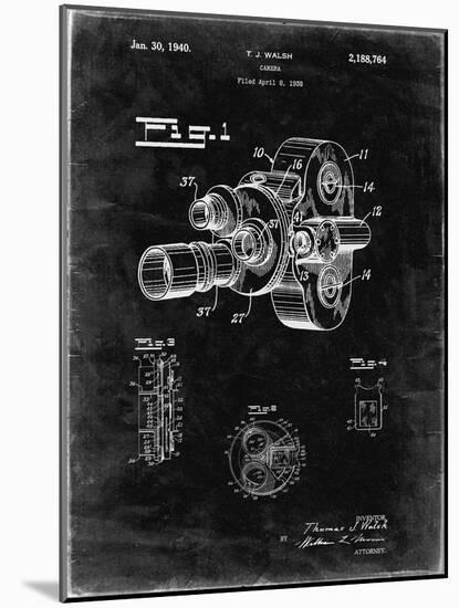 PP72-Black Grunge Bell and Howell Color Filter Camera Patent Poster-Cole Borders-Mounted Giclee Print