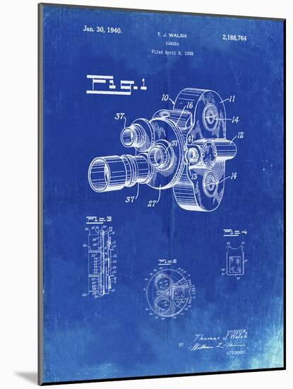 PP72-Faded Blueprint Bell and Howell Color Filter Camera Patent Poster-Cole Borders-Mounted Giclee Print