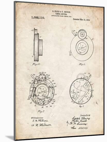 PP720-Vintage Parchment Bausch and Lomb Camera Shutter Patent Poster-Cole Borders-Mounted Giclee Print