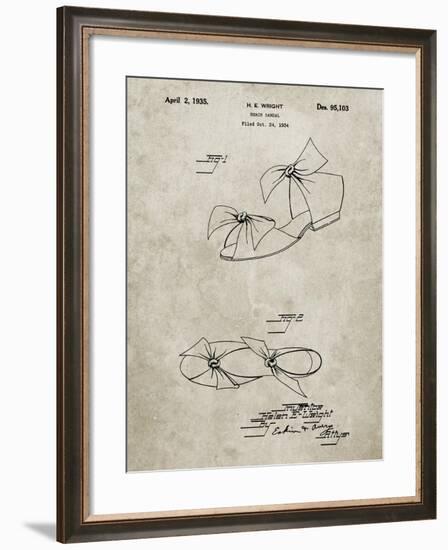 PP722-Sandstone Beach Sandal 1934 Patent Poster-Cole Borders-Framed Giclee Print