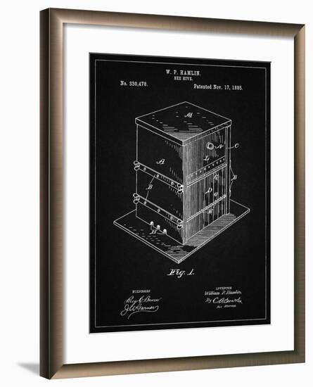 PP724-Vintage Black Bee Hive Exterior Patent Poster-Cole Borders-Framed Giclee Print