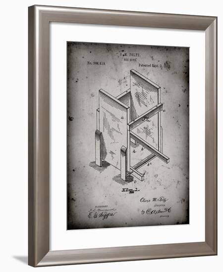 PP725-Faded Grey Bee Hive Frames Patent Poster-Cole Borders-Framed Giclee Print