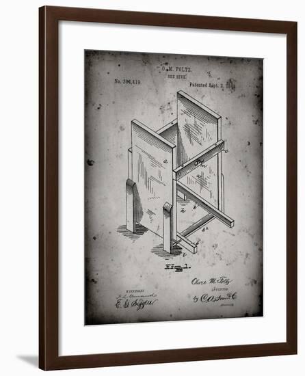 PP725-Faded Grey Bee Hive Frames Patent Poster-Cole Borders-Framed Giclee Print