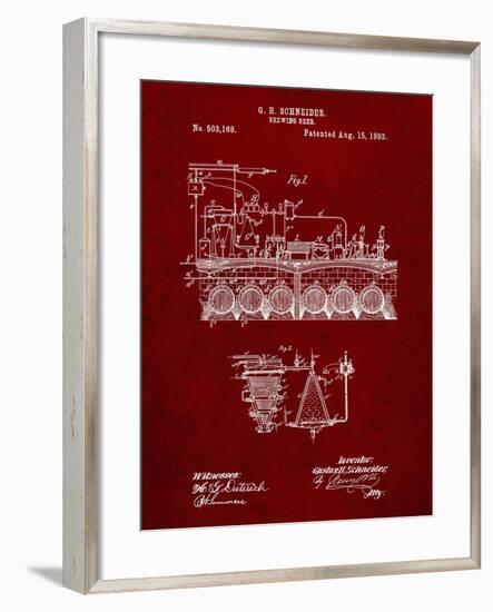 PP728-Burgundy Beer Brewing Science 1893 Patent Poster-Cole Borders-Framed Giclee Print