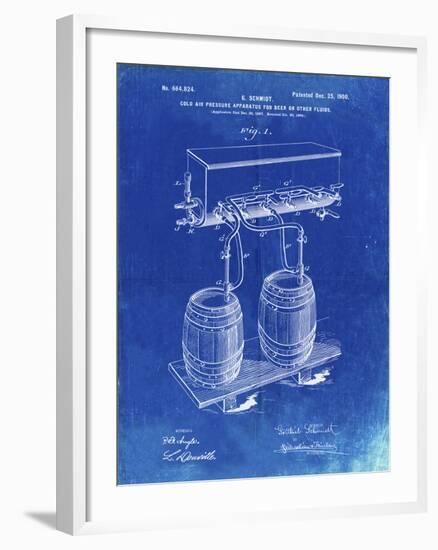 PP729-Faded Blueprint Beer Keg Cold Air Pressure Tap Poster-Cole Borders-Framed Giclee Print