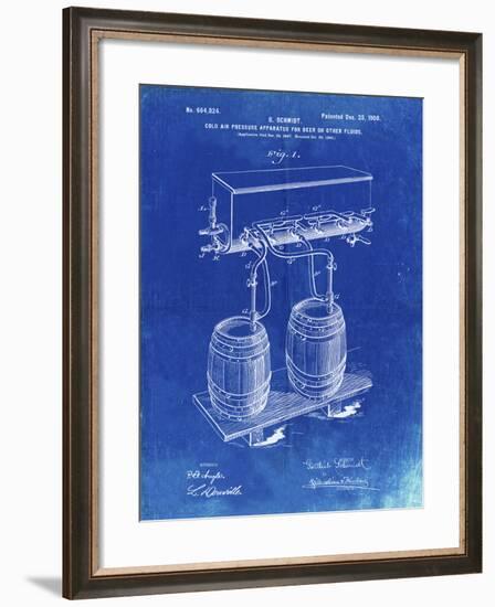 PP729-Faded Blueprint Beer Keg Cold Air Pressure Tap Poster-Cole Borders-Framed Giclee Print