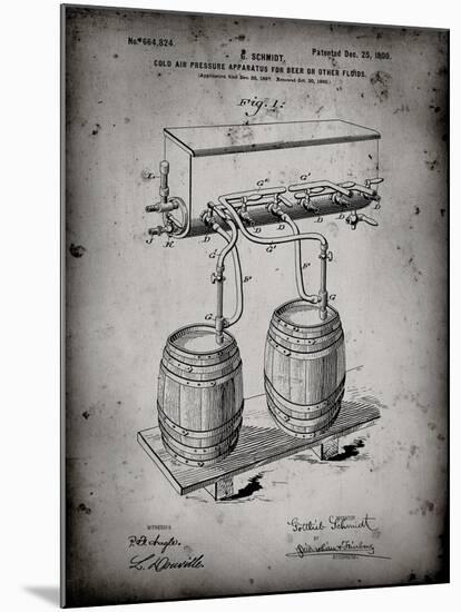 PP729-Faded Grey Beer Keg Cold Air Pressure Tap Poster-Cole Borders-Mounted Giclee Print