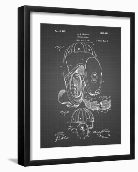 PP73-Black Grid Football Leather Helmet 1927 Patent Poster-Cole Borders-Framed Giclee Print