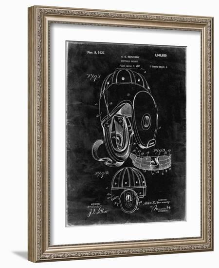 PP73-Black Grunge Football Leather Helmet 1927 Patent Poster-Cole Borders-Framed Giclee Print