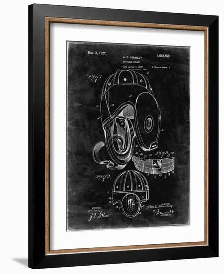 PP73-Black Grunge Football Leather Helmet 1927 Patent Poster-Cole Borders-Framed Giclee Print