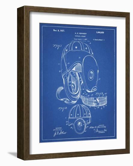 PP73-Blueprint Football Leather Helmet 1927 Patent Poster-Cole Borders-Framed Giclee Print