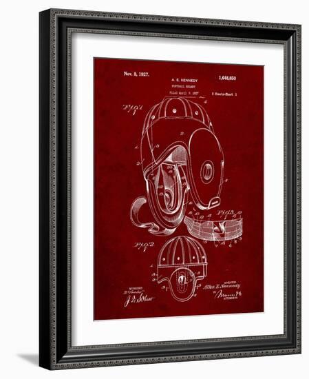 PP73-Burgundy Football Leather Helmet 1927 Patent Poster-Cole Borders-Framed Giclee Print